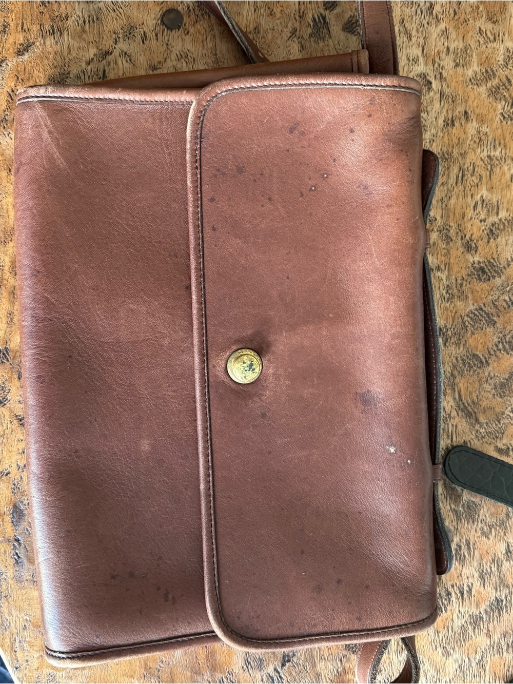 Coach Brown Leather Crossbody Bag with Brass Snap